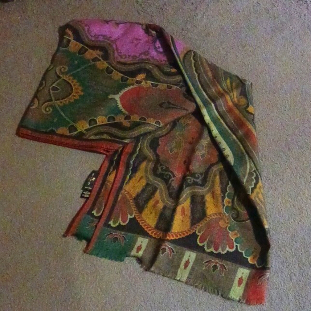 ETRO wool & silk large multi-colored scarf